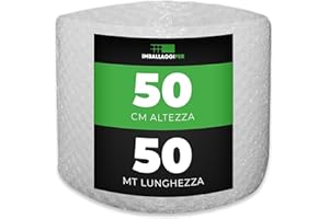 ImballaggiPer Rotolo Pluriball Bolle Grandi, Bobina per Imballaggio e Riempimento, H 50 cm L 50 mt