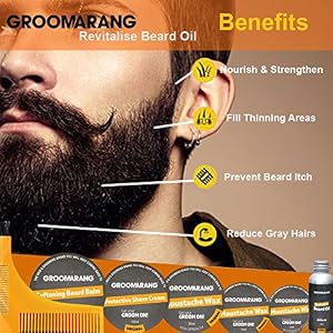 Groomarang Premium Collection Gift Set Beard Oil 30ml Catcher Comb Shave Cream Moustache Wax Beard Balm - Image 6