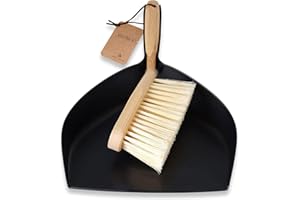 ENA Living Bamboo Dust Pan and Brush Set, Eco-Labelled Dustpan and Brush, Perfect For Household Cleaning, Sturdy and Effective Dust Pan, Bamboo Sweeping Brush, Stylish Brush and Pan Set