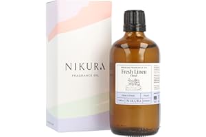 Nikura - Fresh Linen (Floral) Fragrance Oil - 100ml | Perfect for Diffuser for Home, Soap Making, Candle Making, Wax Melts | Bath Bombs, Pot Pourri Refresher Oil, Perfume Scents, Burner Oil | UK Made