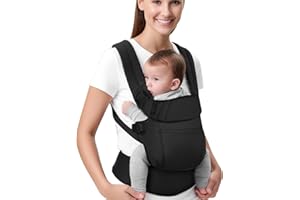IBOPUXIU Porte bébé - Ergonomique, Baby Carrier adapté aux bébés de 3 à 20 kg, Confortable et léger, Facile à enfiler, Idéal pour se libérer les mains(Noir)