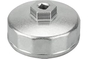 KBNIAN Cloche de Filtre à Huile 74mm 14 Pans en Alliage d'Aluminium Charge Lourde Compatible avec Clef 3/8" Douille 27mm pour Moteur de 2,3L et 2,5L Voiture Mercedes Benz Porsche BMW Volkswagen