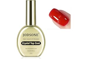 JODSONE Stain-Resistant Gel Top Coat – 16,5 ml No Wipe Crystal Top Coat Gel Smalto anti-macchia e lucentezza di lunga durata, per mani sudate o contatto con olio/acqua, U V Light Need