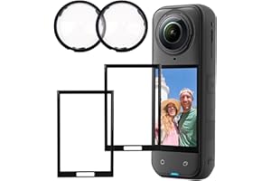 QINGCMING Lot de 2 Protections d'Objectif en Verre Trempé pour Insta360 X5, Haute Dureté 9H, Protection Contre les Rayures et la Poussière, Installation Facile, Vision Ultra-Claire, Insta360 X5 Accessoires