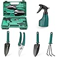 HASTHIP® 10Pcs Gardening Tools Kit with Carrying Case for Garden Home Patio, Stainless Steel Garden Tools Set, Durable Gardening Equipment, Garden Accessories