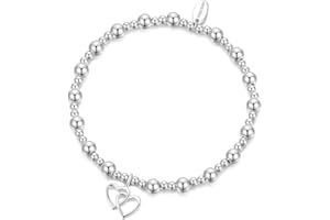 Philip Jones Heart Link Beaded Stretch Bracelet