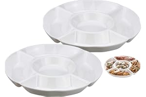 Aprilye 2 Pezzi Vassoio Piatti di Servizio Spuntino Diviso Rotondo Vassoio di Conservazione Alimenti Vassoio per Home