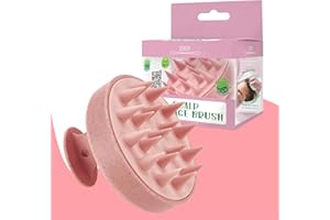 2EASY Scalp Brush, Massaggiatore per cuoio capelluto, Spazzola in paglia di gano e silicone, Esfoliazione delicata, Massaggia la testa, Stimola la crescita dei capelli, Spazzola biodegradabile (Rosa)