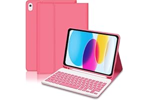 Lielax Keyboard case for ipad 10th Generation 2022/A16 11th Generation inch 2025(10.9/11 Inch), UK Layout Detachable Wireless Bluetooth Keyboard Case for ipad 11/10 Gen - Pink