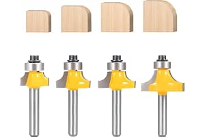 TOTOWOOD Rundover router bit set, 4 st routerbit set, 1/4 tum skaft, radie i 1/8 tum, 1/4 tum, 3/16 tum, 5/16 tum, lagerguide