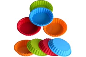 Silicone Torta Stampo Rotondo,QNLEMON 12 Pezzi Rotondo Tortiera Rotonda Stampo Crostata Riutilizzabili Tortiera Bakeware per Crostate Muffin Cupcake Cioccolato