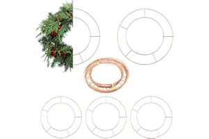 Caliko 5 Pcs 10 Inch Wreath Ring, Metal Wire Wreath Frame for Wreath Making Supplies Floral Craft, DIYs & Front Door Decor| Wreath Base for New Year Birthday Valentines & Christmas Wreath Making Kit.
