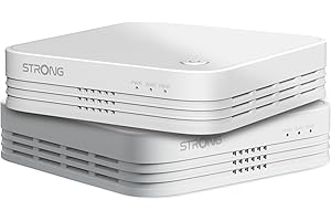 STRONG - Kit WiFi Mesh - Atria 1200 Mbps - hasta 200 m² de Cobertura WiFi Adicional - Compatible con Cualquier Box y Router Estándar - Doble Banda 2,4 GHz + 5 GHz - 3 Puertos Ethernet - Blanco