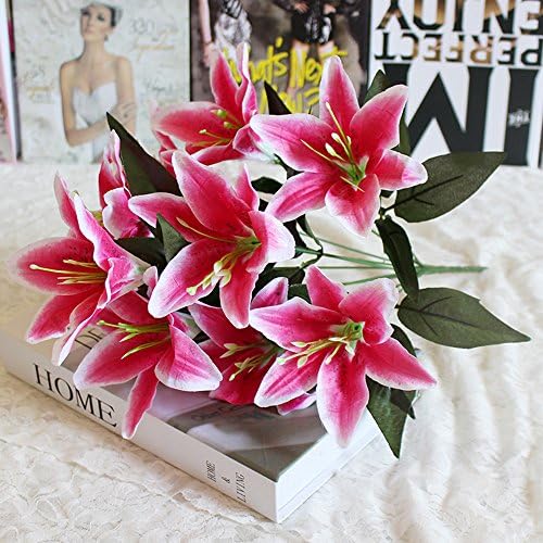 Gaddrt 10 Heads Pretty DIY Artificial Silk Handmade Flower Lilies Bridal Bouquet Gift Best Wedding Wreath Home Garden Party Decor (E)