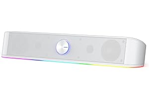 Redragon GS560 RGB - Barra de sonido de escritorio RGB, altavoz de computadora de 2.0 canales con barra de iluminación dinámica, sincronización de luz de audio, control táctil retroiluminado con