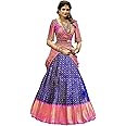 NAVKARMIT Women's Pure Pattu Silk Zari Weaving Lehenga Choli, Unstitched Lehenga Choli, Half Saree.