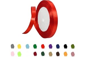 RONGZUBAT Rot Satinband 10mm,Geschenkband Satinband 22 Meter Polyesterband, Rot Schleifenband für Geschenkverpackung,Dekoration,Hochzeit,Weihnachten,Bastelarbeiten,und Geschenkverpackung