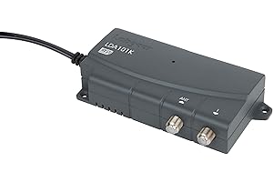 Labgear TV Signal Booster Aerial Amplifier, 1 Way Signal Distribution Amplifier with F-Type Connections, 4G & 5G Filtered, Indoor TV Aerial Booster For FM/DAB, RED Compliant