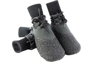 DIIWMME Hundeschuhe, rutschfeste Hundestiefel für verletzte Pfoten, wasserdichte Hundesocken, Pfotenschutz, verstellbare Hundesocken, Pfotenschutz für Hunde, Welpen, Haustiere, Grau, 4 Stück