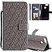 Produktbild COTDINFOR Huawei Honor 7X Hülle für Mädchen Elegant Retro Pure Farbe Glück Blumen Drucken Design Lederhülle cool Schutzhülle Premium PU Leder Flip Bookcase Handy Tasche Schale mit Magnet Standfunktion Schutz Etui für Huawei Honor 7X Gray Rattan KT.