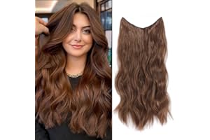 MS TAJ Brown Hair Extensions Clip in with Adjustable Size Removable Clips 20inch Secret Invisible Hair extension Synthetic Curly Hair Pieces for Women…