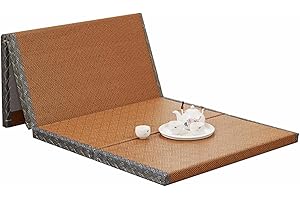 LINSGV Japanische Tatami-Matte, faltbare Futon-Klappmatratze, braunes Rushgras, Bodenmatte, Matratze, Klappbett, Matratze, ideal für Meditation, Yoga, Zen-Raum, japanischer Tränenraum (100 x 200 cm)