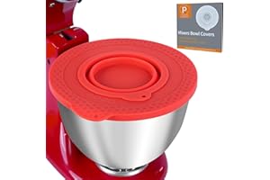 PQPO Silikon-Mixerschüsselabdeckung, kompatibel mit Kitchen Aid 4,5-5-Quart-Standmixern mit kippbarem Kopf, mit zusammenklappbarer kleiner Schüssel (rot)