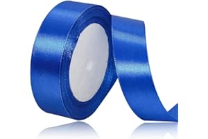 ASALZBOAY Geschenkband Blau 25 mm Breit,23 Meter Satinbänder Royalblau Stoff Schleifenband Kunsthandwerk,Hochzeitsdekoration, Weihnachten, Haarbögen, Blumensträuße, Geburtstag und Geschenkverpackung