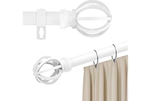 POSKENA 16 mm Bastone per Tende Bianco, 67-187 cm Bastoni per Tende con Estremità Decorative e Supporti per Soggiorno, Camera da Letto