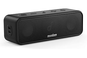 soundcore 3 Bluetooth Lautsprecher, Stereo-Sound, Audiotreiber mit Titan-Membran, PartyCast, BassUp, 24 Stunden Akku, IPX7 Wasserschutz, individueller EQ, für Zuhause, Draußen, Garten (in Schwarz)