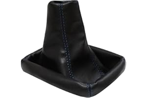 AERZETIX: Funda para palanca de cambios de piel sintética negro con costuras azul