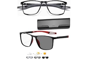 BOILGRANNY Lunettes 0.0 à -3.5 Si la vision de loin est réduite, Anti Bleu Légèrement Photochromique pour le repos UV400 homme femme Flexible en Silicone ultra-léger (Noir, 3,5 Avec étui)