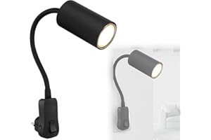 bmf-versand® Lámpara de pared interior para habitación de los niños con enchufe, lámpara de pared con interruptor de dormitorio, lámpara de lectura de pared, color negro, GU10