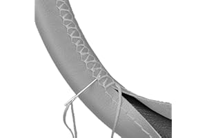 Vintree Coprivolante in Pelle Universale Microfibra da Cucire per Volante dell Auto Traspirante e Antiscivolo 38 cm Coprivolanti Fai da Te in Pelle Morbida Microfibra (Grigio)