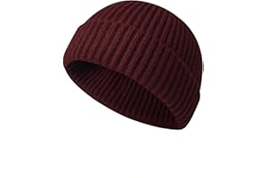 WIOKLWE Beanie Hat Men - Fisherman Beanie Trawler Beanie Knitted Cuffed Winter Warm Hat Skullcap Gifts for Men UK