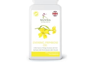 NUVIDA NATURAL HEALTH Nuvida 1000mg Evening Primrose Oil Capsules - 90 Softgel Vegan Evening Primrose Capsules - High Strength Evening Primrose Oil Supplement - Up to 3 Months Supply