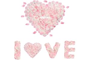 ZHSIHAI Pétalos de Rosa, Pétalos de Flores de Seda Artificiales, 4000 Piezas Pétalos de Rosa Artificiales, Confeti Petalos de Rosa, Petalos Artificiales para Boda, día de San Valentín.(Pétalos rosa y blanco )