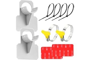 FOHYLOY Swimming Pool Pipe Holders, 2 Pieces Pool Hose Holder Kink Protection 38mm Water Hose Support Brackets with Stainless Steel Hose Clamps and able Ties, Accessories for Swimming Pool (Gray)