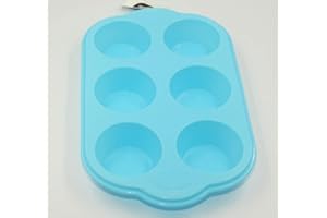 SELECTO BAKE Duża silikonowa taca na babeczki z 6 filiżankami nieprzywierająca blaszana forma do pieczenia pudddingu (niebieska)