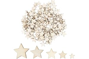 ‎IDEEN MIT HERZ Ideen mit Herz Holzsterne zum Basteln und Dekorieren | 5 verschiedene Größen | Sterne aus Holz | 1 cm bis 3 cm | naturfarben | 250 Stück | Ideal als Weihnachts-Deko, Tischdeko, Streudeko