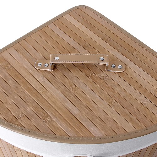 Songmics Faltbar Bambus Wäschekorb 58L Wäschebox Wäschetruhe Wäschesammler Wäschetonne Wäschewagen Dreieck LCB46S - 7