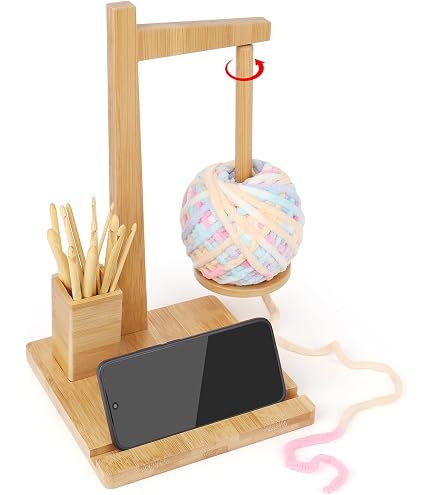 Wooden Yarn Holder For Knitting Crochet, Yarn Spinner For...