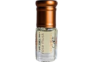 Rose Musk Perfume Oud Oil Fragrance Blend (مسك الورد) by Ghuroob Oud | 3ml Bottle Velvet Pouch Included | Rose, Musk, Earth Notes | Arabia Attar Perfect for Ramadan or Eid