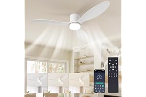 KITTVEGI Silenzioso Ventilatore da Soffitto 60W, Ventilatore da Soffitto con Luce e Telecomando 130CM, Ventilatore da Soffitto con Lampada, 6 Velocità DC Reversibile, 3 Pale, Timer, Dimmerabile - Bianco