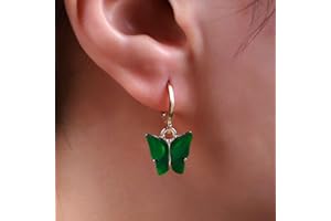 Atentuyi Boucles D'oreilles Papillon Boucle D'oreille Or Huggie Hoop Boucle D'oreille Acrylique Boho Papillon Dangle Boucles D'oreilles Mariage Bijoux Papillon Pour Femmes Et Filles（blue）.