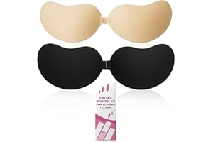 FASTRAY 2uds Sujetador Invisible Push Up-Adhesivo Premium Hipoalergénico-Reutilizable y Cómodo-Realce Natural y Discreto-Ideal para vestidos sin tirantes, escote y espalda descubierta-Colores Beige y Negro