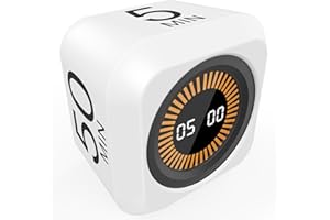 FCXJTU Drehbarer Würfel, visueller Timer, 5, 25, 10, 50 Minuten voreingestellt + benutzerdefinierter Countdown, wiederaufladbarer Schreibtisch-Produktivitäts-Flip-Timer mit abnehmbarer Silikonabdeckung für