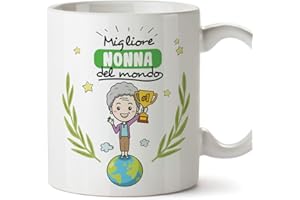 Mugffins Tazza Nonna - Migliore del Mondo - Idea Regalo Festa della Mamma in Ceramica - 350 ml