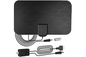 ANJAMI TV Aerial, 1080P 4K HD Digital TV Antenna 460 Miles Range Support, TV Aerial Indoor 360° Acceptance Reception Freeview with Signal Booster 11.5ft Aerial Cable for All Local HDTV (TV Aerial-290)