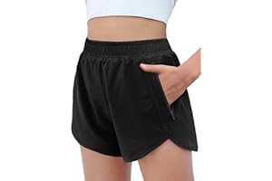 Arshiner Shorts Ragazze Pantaloncini Estivi Tinta Unita Pantaloni Allenamento Pantaloncini Attivi Bambini Vita Alta Shorts Ciclismo da Corsa Sportivi con Tasche con Cerniera 5-14 Anni